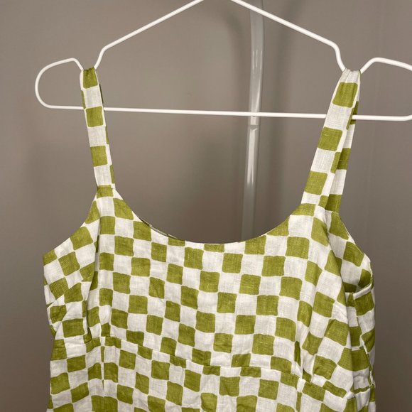 Checkerboard Empire Waist Linen Sundress - Picture 3 of 6